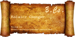 Balaicz Csenger névjegykártya